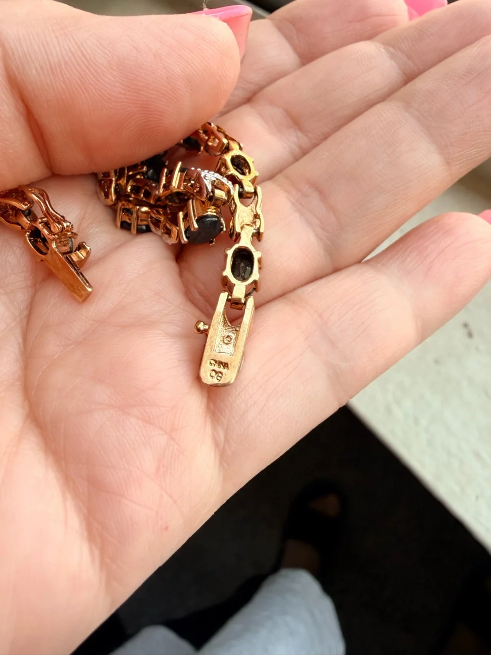 Saphire and diamonds vintage gold bracelet, authentic